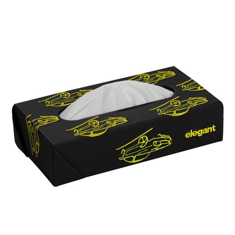 Nappa Leather Vintage 2 Tissue Box Black & Yellow | Elegant Auto Retail