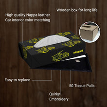 Nappa Leather Vintage 2 Tissue Box Black and Yellow | Elegant Auto Retail