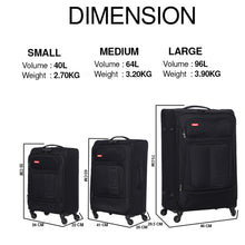 Load image into Gallery viewer, BLCK Trolley Luggage Bags Set of 3 - Black
