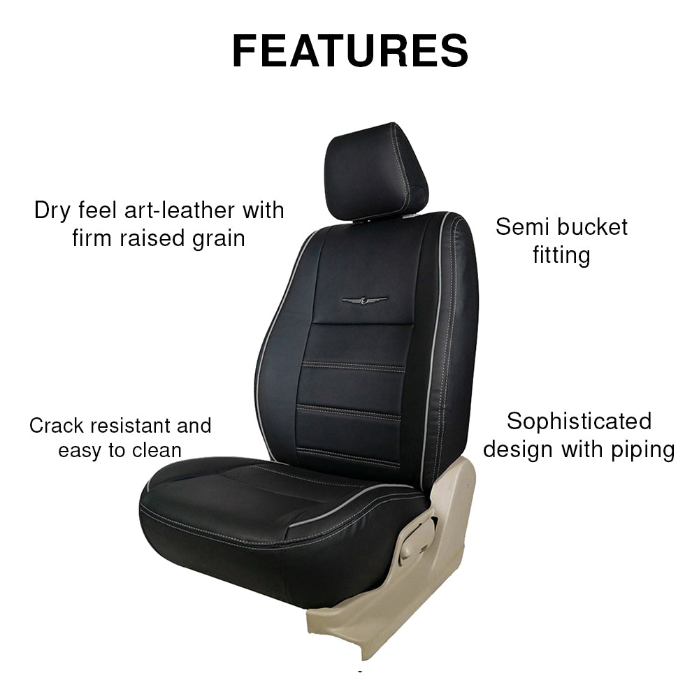 Urban Plus Bucket Fit Art Leather Car Seat Cover For Maruti S-Presso - Black Grey | Elegant Auto Retail