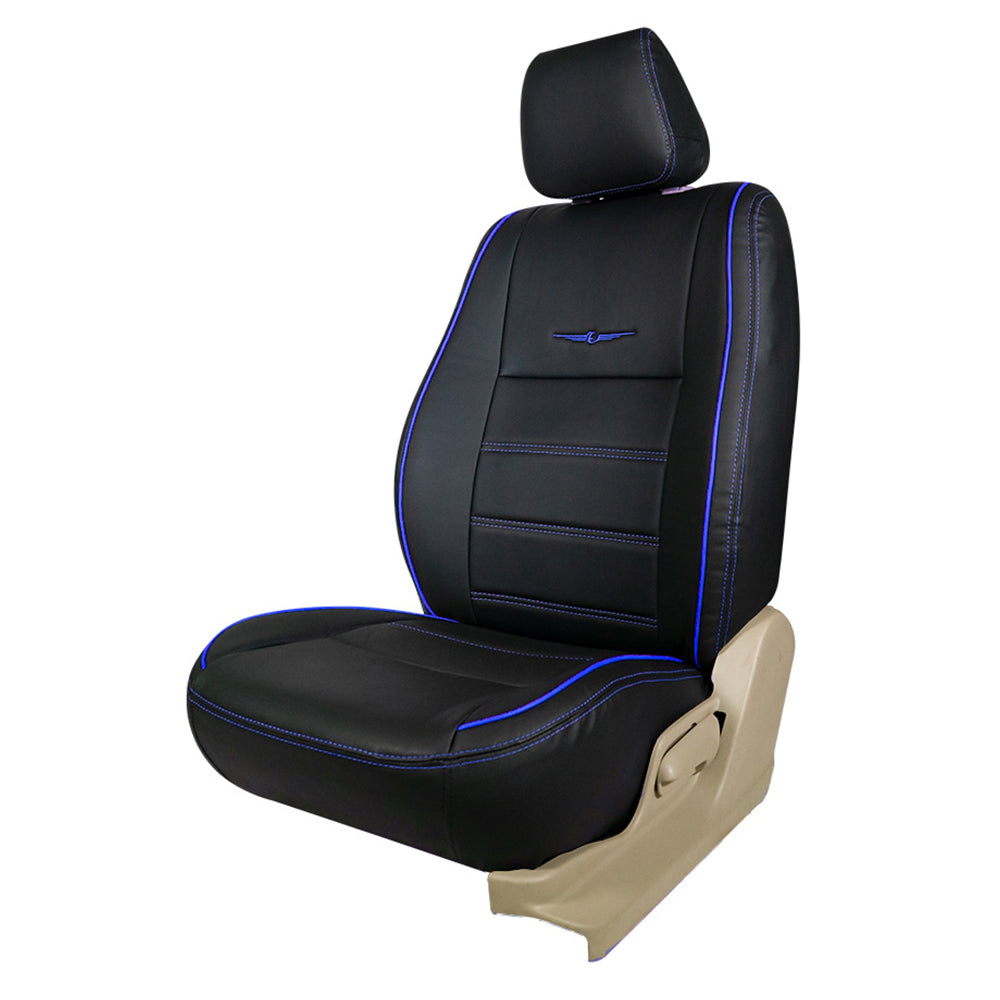 Black and blue store seat covers