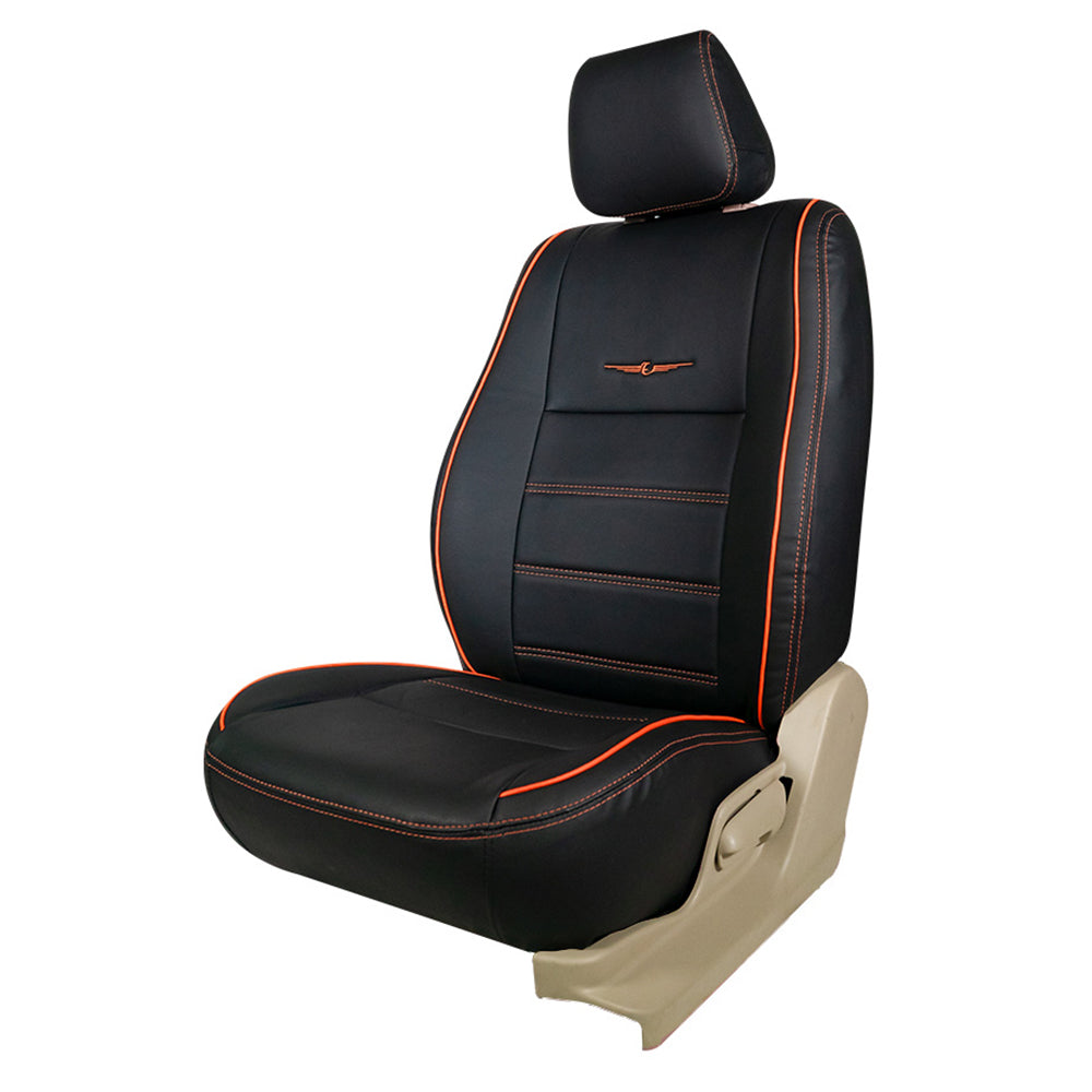 Vogue Urban Plus Art Leather Car Seat Cover For Mahindra BE 6e - Black Orange | Elegant Auto Retail