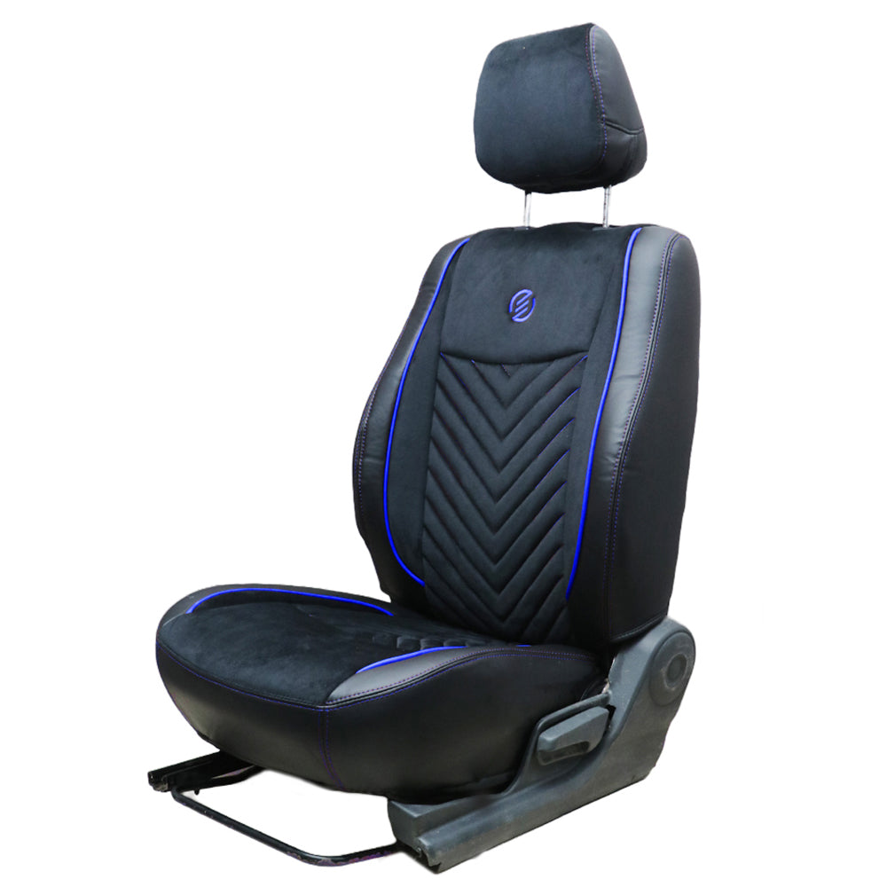 Veloba Softy Velvet Fabric Car Seat Cover For Toyota Taisor | in Black-Blue Colour | Elegant Auto Retail