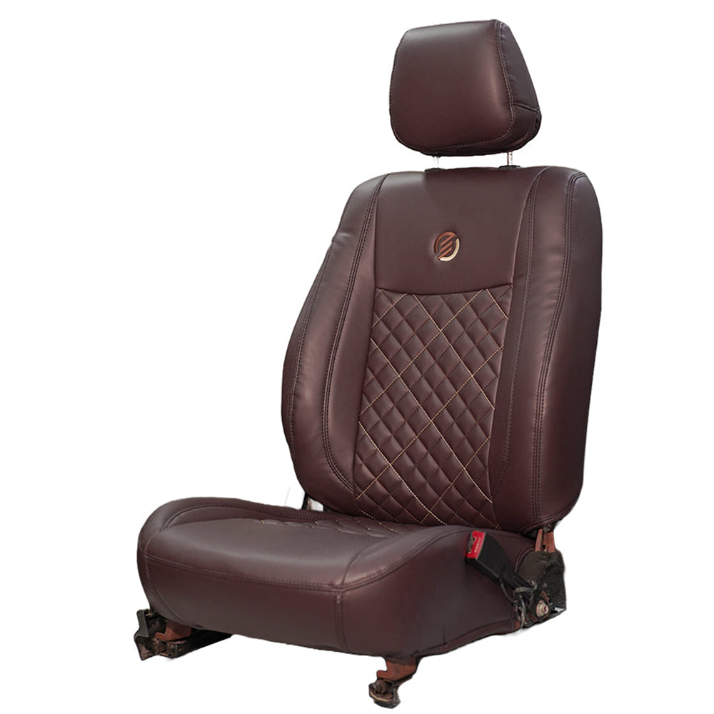 Venti 3 Perforated Art Leather Car Seat Cover For Brown Skoda Slavia