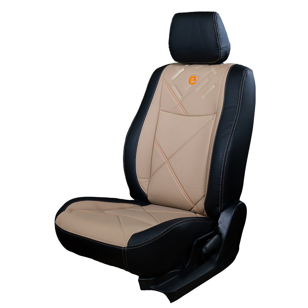 Victor Duo Art Leather Car Seat Cover For Toyota Taisor | in Beige Black | Elegant Auto Retail