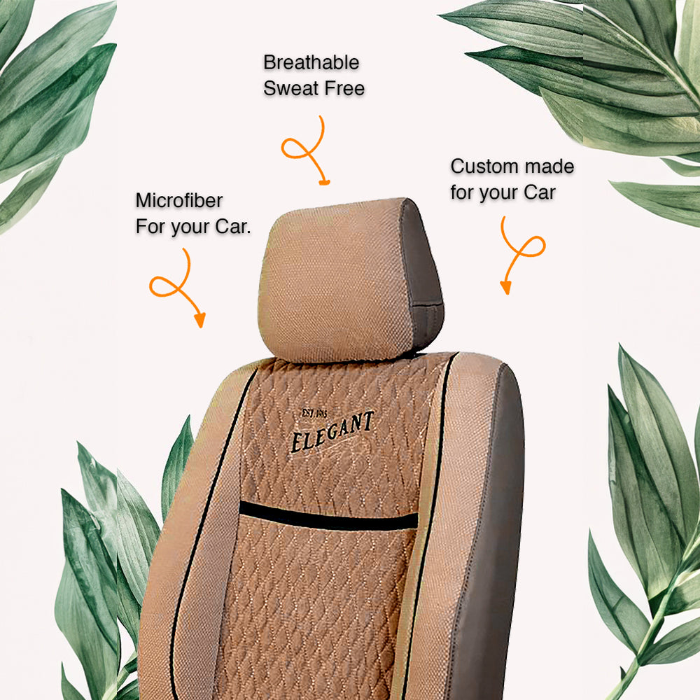 Comfy Vintage Fabric Car Seat Cover For Volkswagen Vento with Free Set of 4 Comfy Cushion - Beige | Elegant Auto Retail