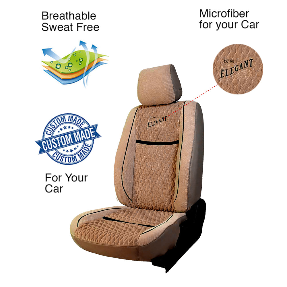 Comfy Vintage Fabric Car Seat Cover For Volkswagen Ameo with Free Set of 4 Comfy Cushion - Beige | Elegant Auto Retail