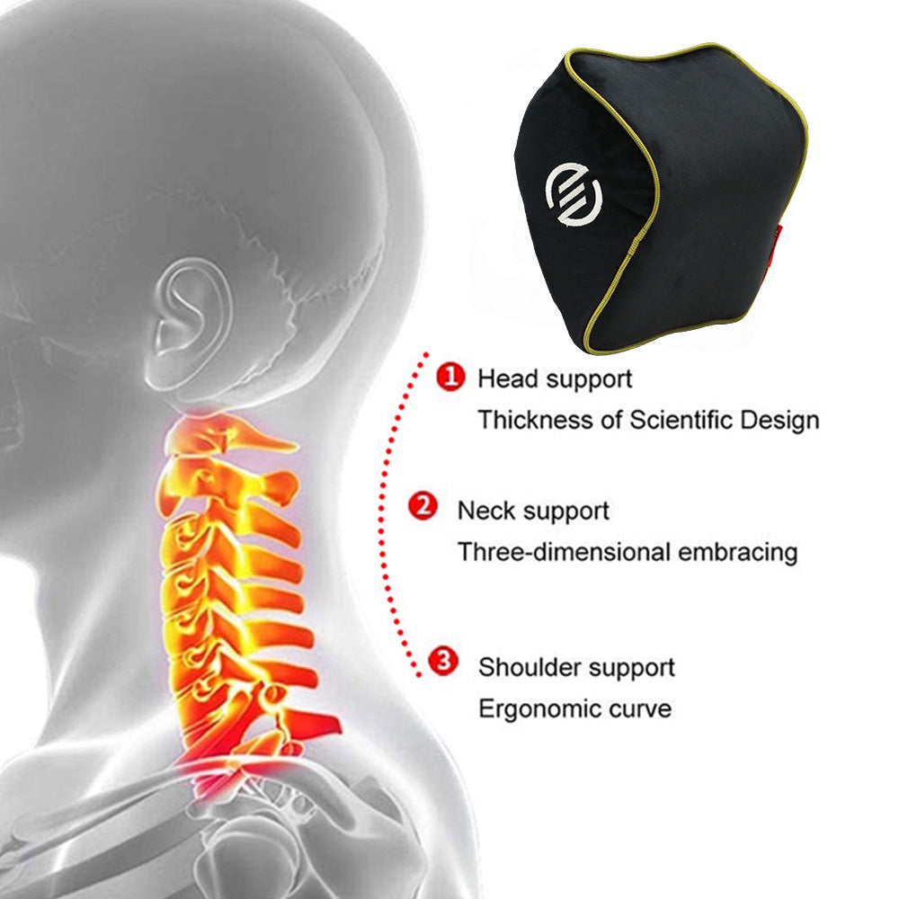 Elegant Snug Memory Foam Neck Rest D Support Pillow Fabric (Set of 2) - Yellow