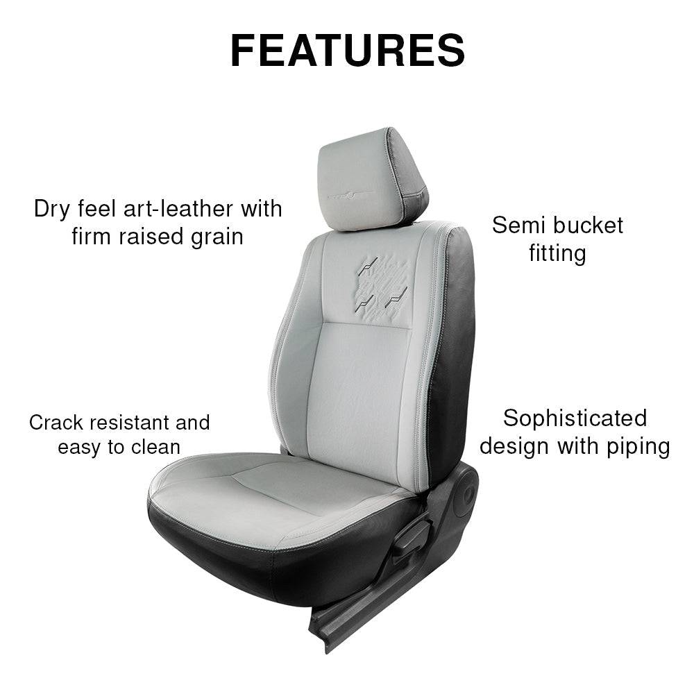 Features of Vogue Zap Plus Art Leather Bucket Fit Car Seat Cover For Honda Civic - Black CGrey | Elegant Auto Retail
