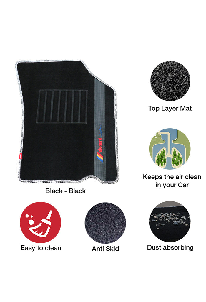 Sports Carpet Car Floor Mat For Maruti Dzire - Black | Elegant Auto Retail