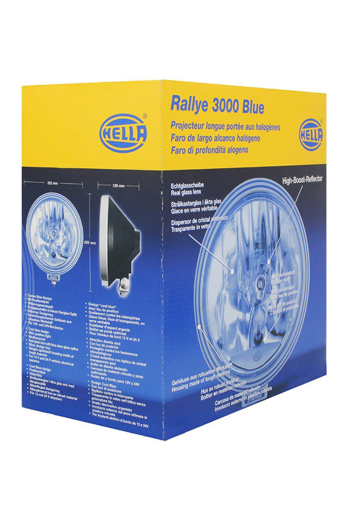 Car Horns | Horns And Lights | Car Lights | Hella Lights | Hella Rallye 3000 Universal Fog Lamp Blue Box