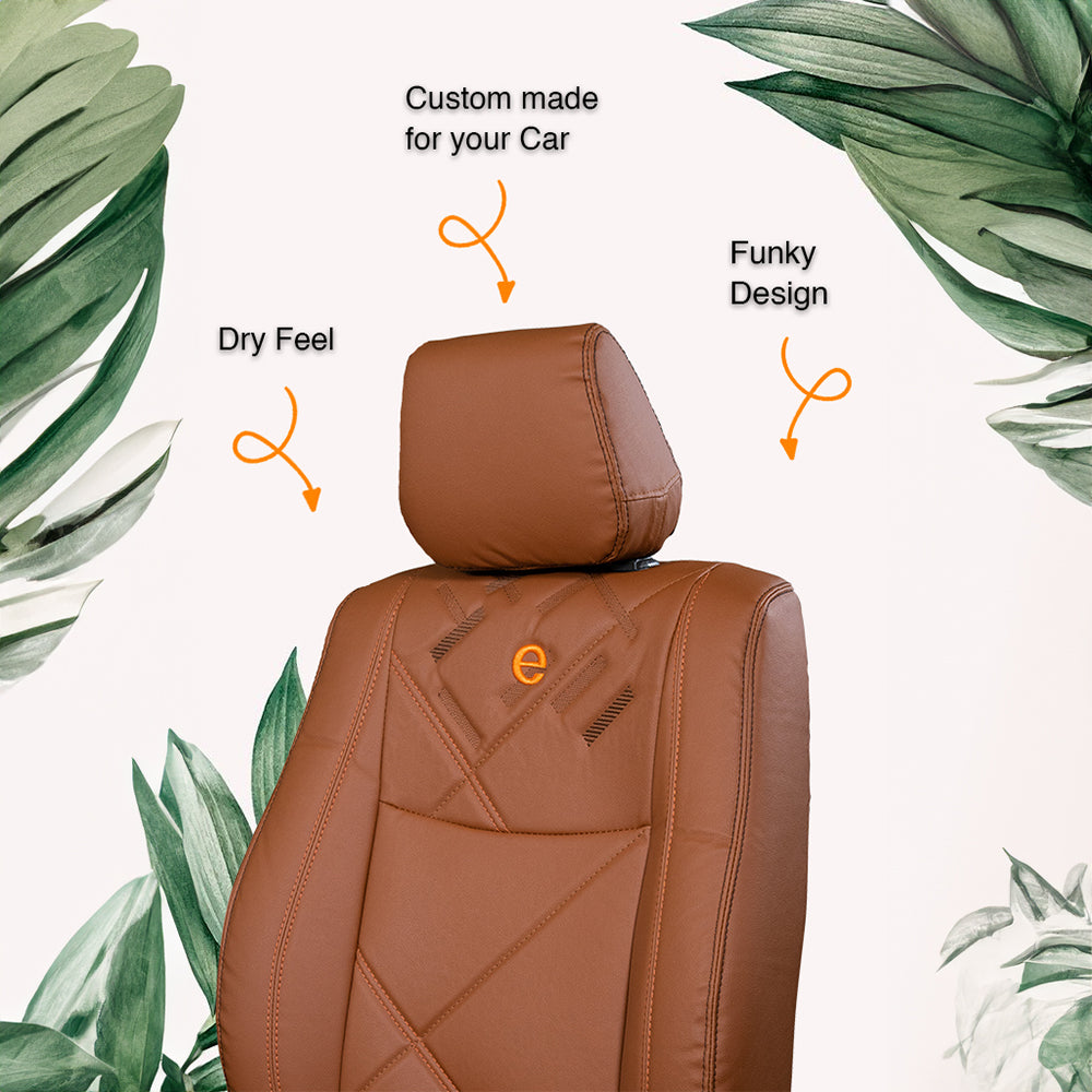 Victor Art Leather Car Seat Cover For Hyundai Creta - Tan Orange | Elegant Auto Retail