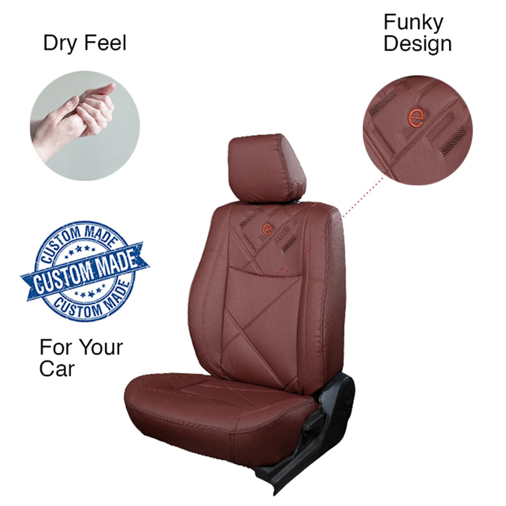 Victor Art Leather Car Seat Cover For Hyundai Creta - Brown Orange | Elegant Auto Retail