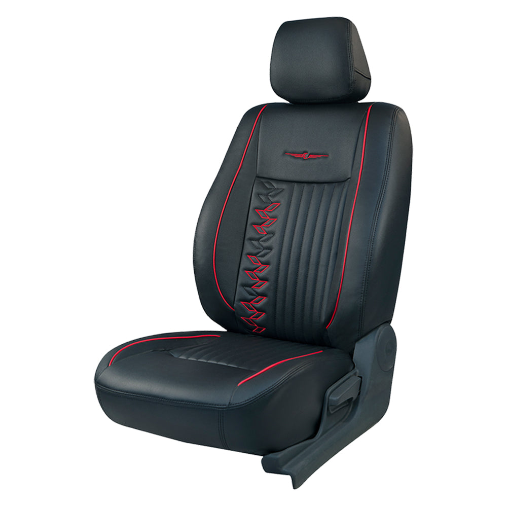 Vogue Knight Art Leather Car Seat Cover For Hyundai I20 (Black - Red)