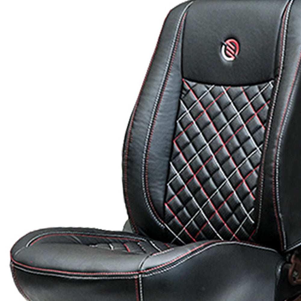Mahindra Old Thar 2010-2020 PU Leatherette Luxury Car Seat Cover With  Pillow and Neck Rest (Coffee & Black)