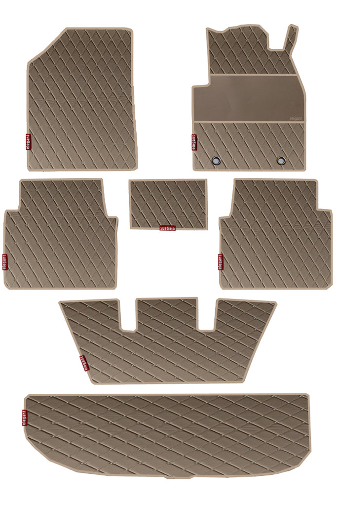 Luxury Leatherette Car Floor Mat  For Kia Carens  Beige  | Elegant Auto Retail
