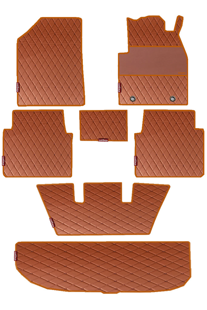 Luxury Leatherette Car Floor Mat  For Kia Carens  Tan  | Elegant Auto Retail