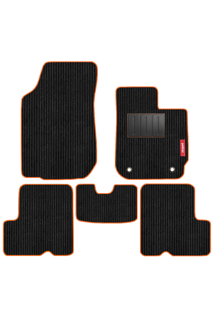 Cord Carpet Car Floor Mat For Renault Duster - Black Orange | Elegant Auto Retail