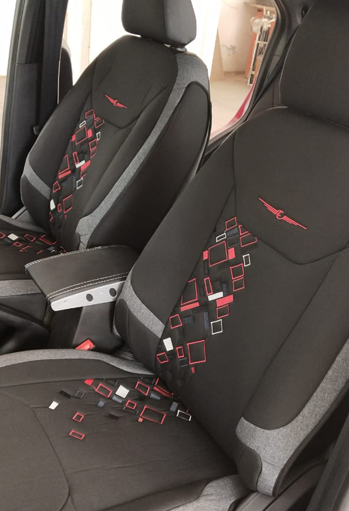 Airbag Friendly Car Seat Cover Black and Red For Maruti Brezza