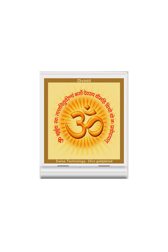 Diviniti 24k Gold Plated Car Dashboard Frame OM with Gayatri Mantra (ACF 3)