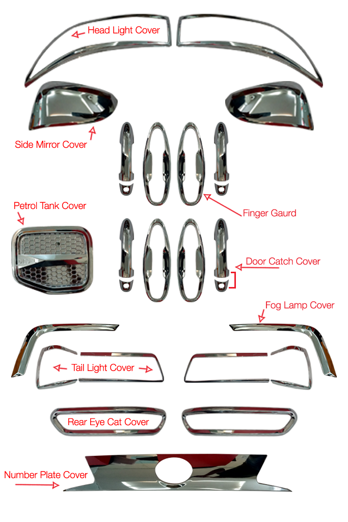 Galio Combo Kit For Toyota Innova Crysta Chrome Kit For Innova Crysta Toyota innova Chrome