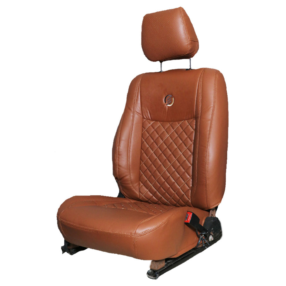 Venti 3 Perforated Art Leather Car Seat Cover For Hyundai Creta - Tan | Elegant Auto Retail
