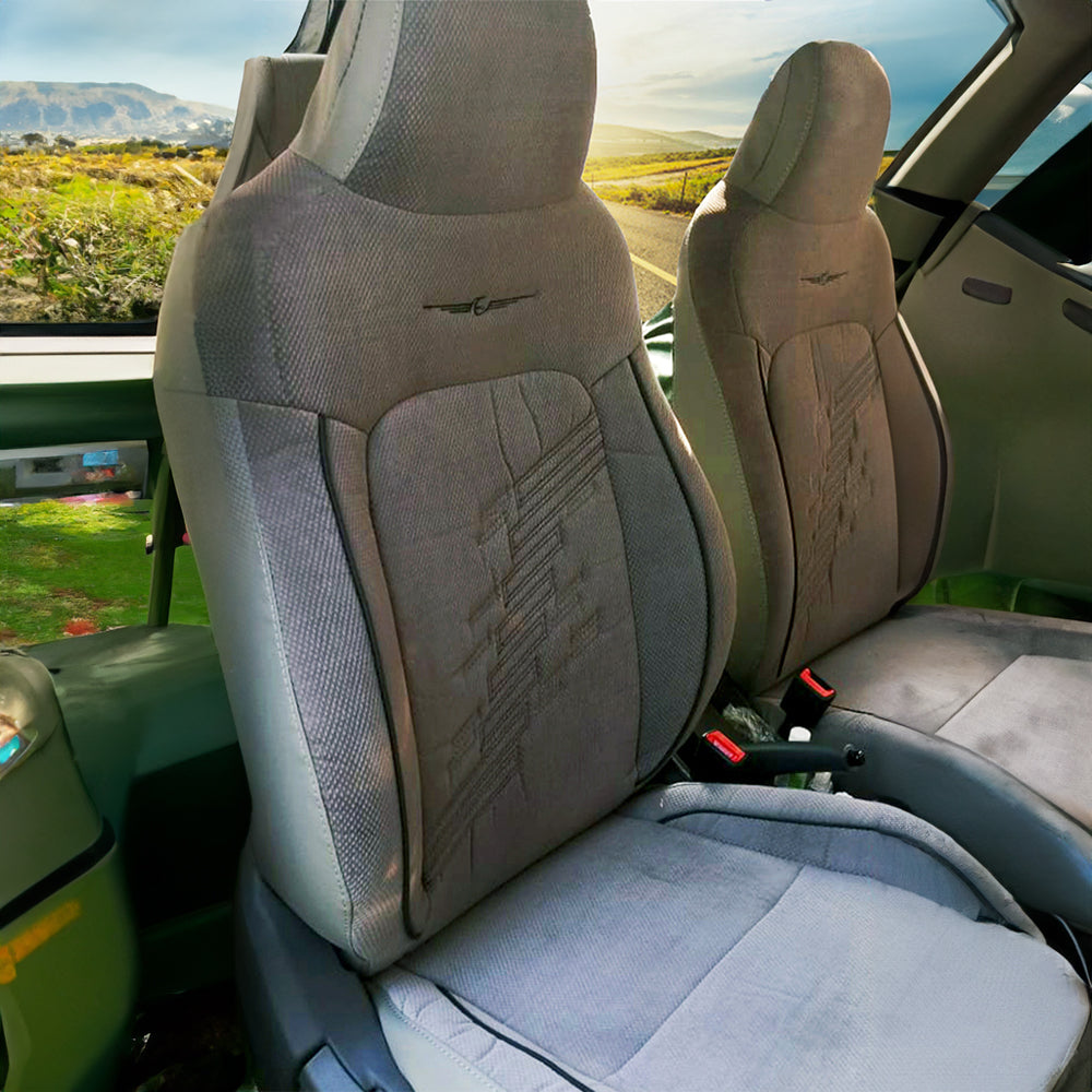 Comfy Z-Dot Fabric Car Seat Cover For Tata Nexon with Free Set of 4 Comfy Cushion - Grey Black | Elegant Auto Retail