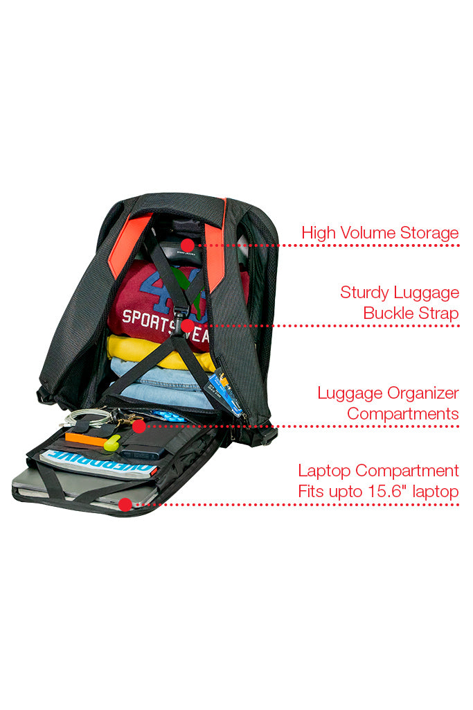 Performance Anti-Theft Hard Shell Backpack Grey and Orange