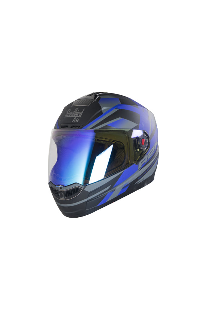 Steelbird Air R2K Night Vision Full Face Helmet-Matt Black With Blue