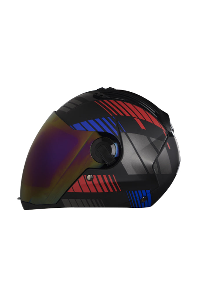 Steelbird Air Robot Full Face Helmet-Glossy Finish Red With Blue