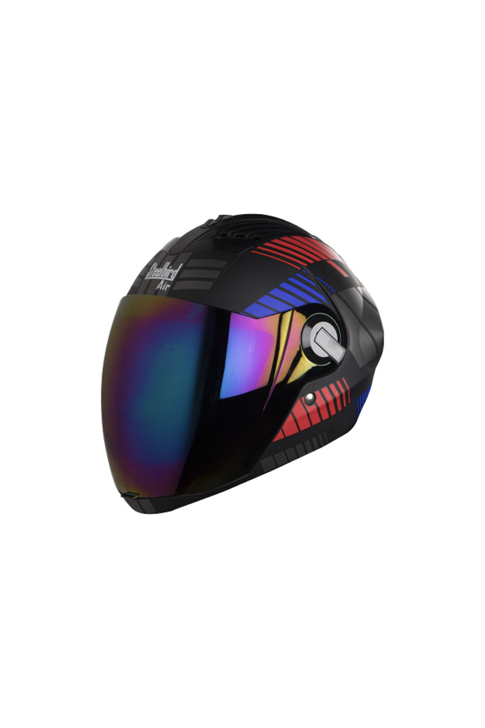 Steelbird Air Robot Full Face Helmet-Glossy Finish Red With Blue
