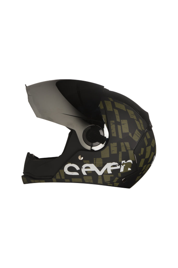 Steelbird Air Seven Full Face Helmet-Matt Black With Army Green