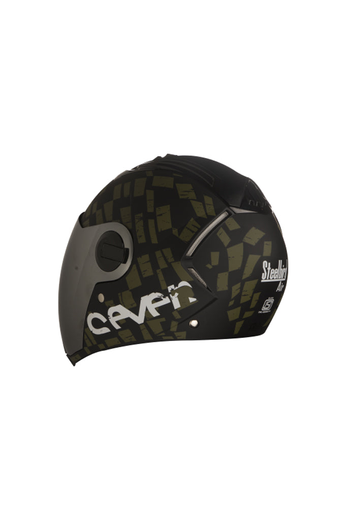 Steelbird Air Seven Full Face Helmet-Matt Black With Army Green