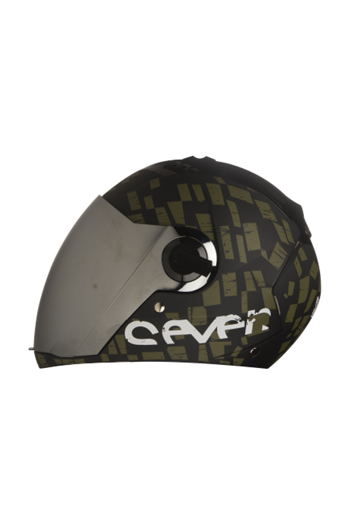 Steelbird Air Seven Full Face Helmet-Matt Black With Army Green