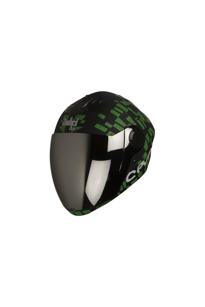 Steelbird Air Seven Full Face Helmet-Matt Black With Green