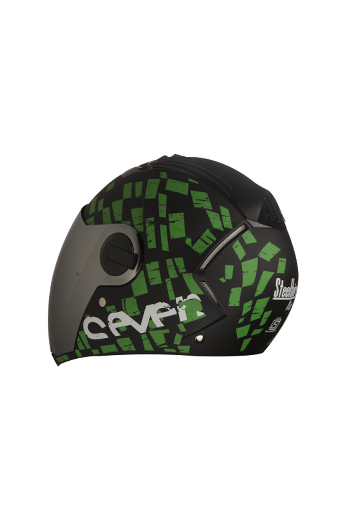 Steelbird Air Seven Full Face Helmet-Matt Black With Green