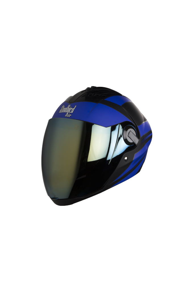Steelbird Air Streak Full Face Helmet-Matt Black With Blue