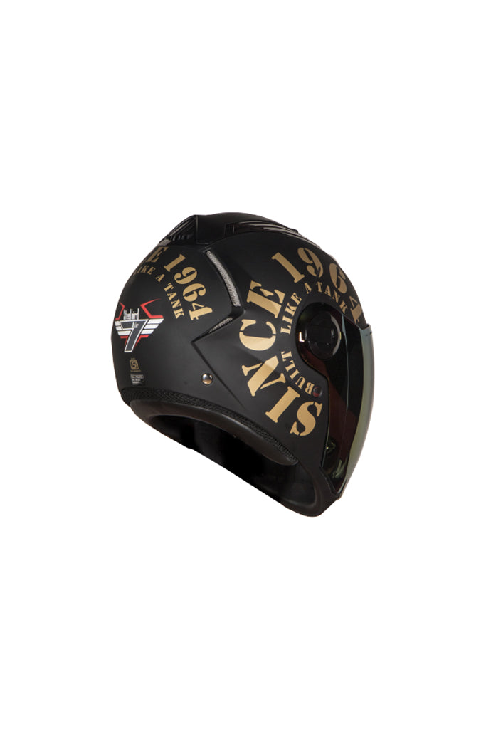 Steelbird Air Tank Full Face Helmet-Matt Black With Gold Gold Visor