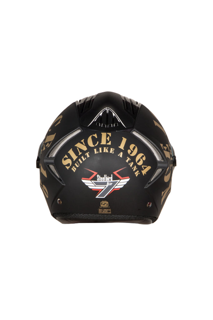 Steelbird Air Tank Full Face Helmet-Matt Black With Gold Gold Visor