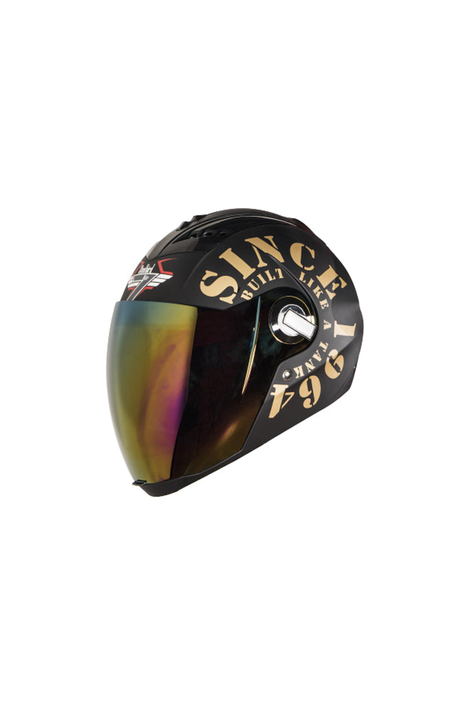Steelbird Air Tank Full Face Helmet-Matt Black With Gold Gold Visor