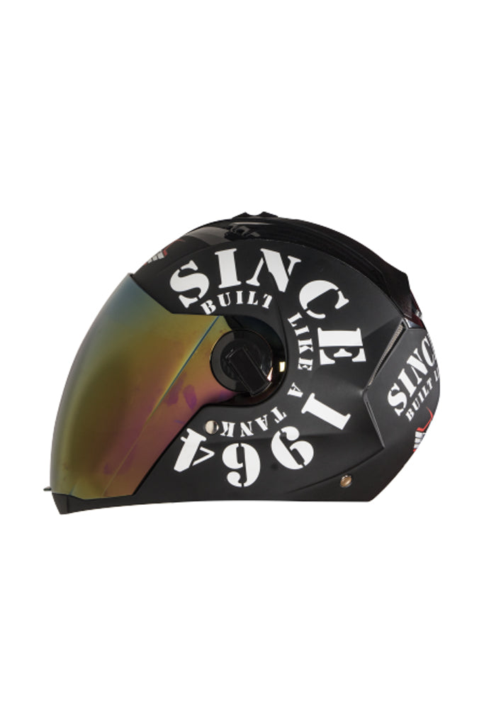 Steelbird Air Tank Full Face Helmet-Matt Black With White Gold Visor