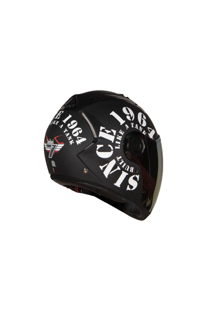 Steelbird Air Tank Full Face Helmet-Matt Black With White Gold Visor