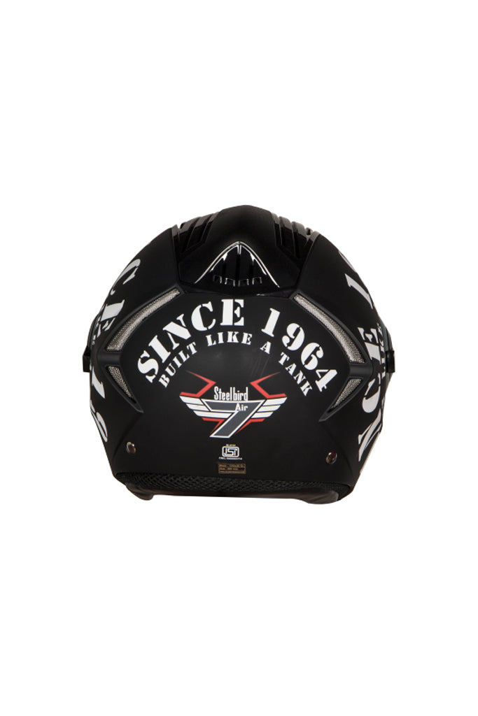 Steelbird Air Tank Full Face Helmet-Matt Black With White Gold Visor