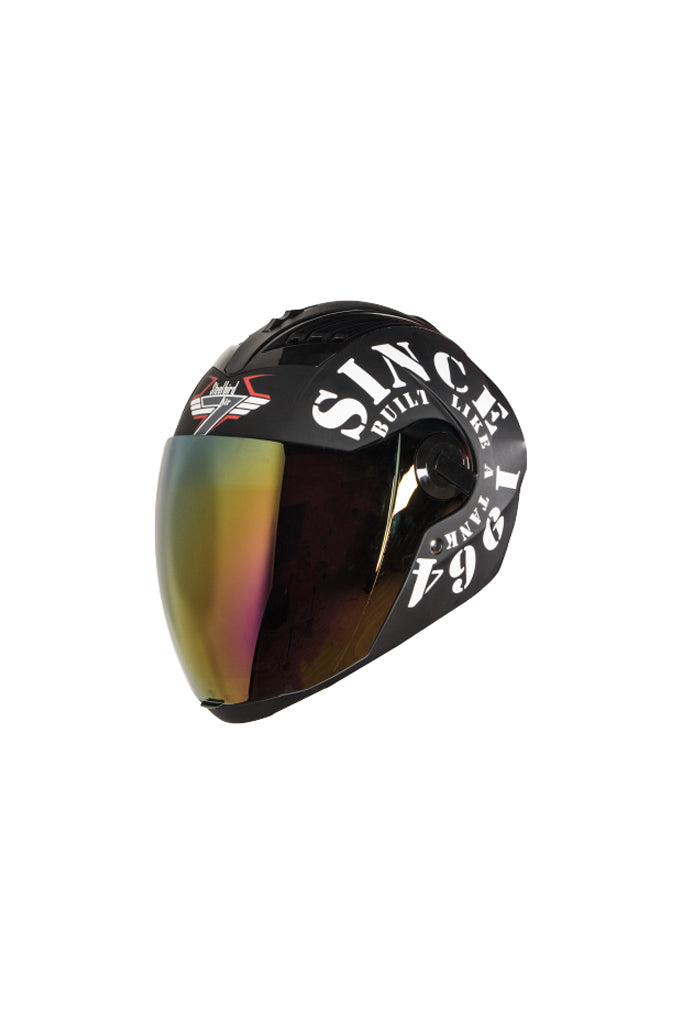 Steelbird Air Tank Full Face Helmet-Matt Black With White Gold Visor