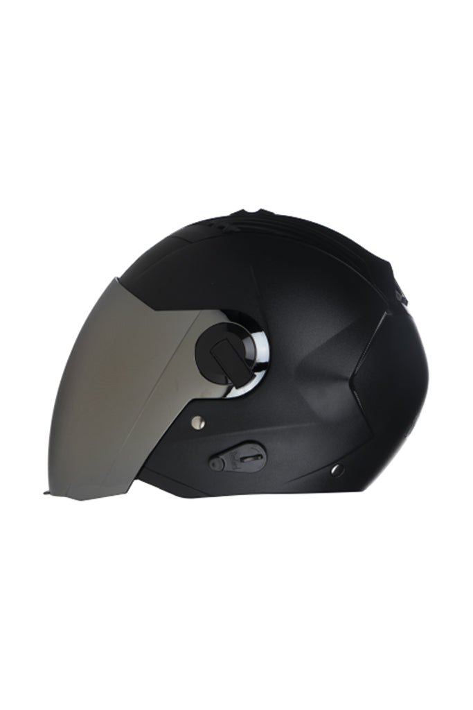 Steelbird Air Dashing Open Face Helmet-Black With Silver Visor