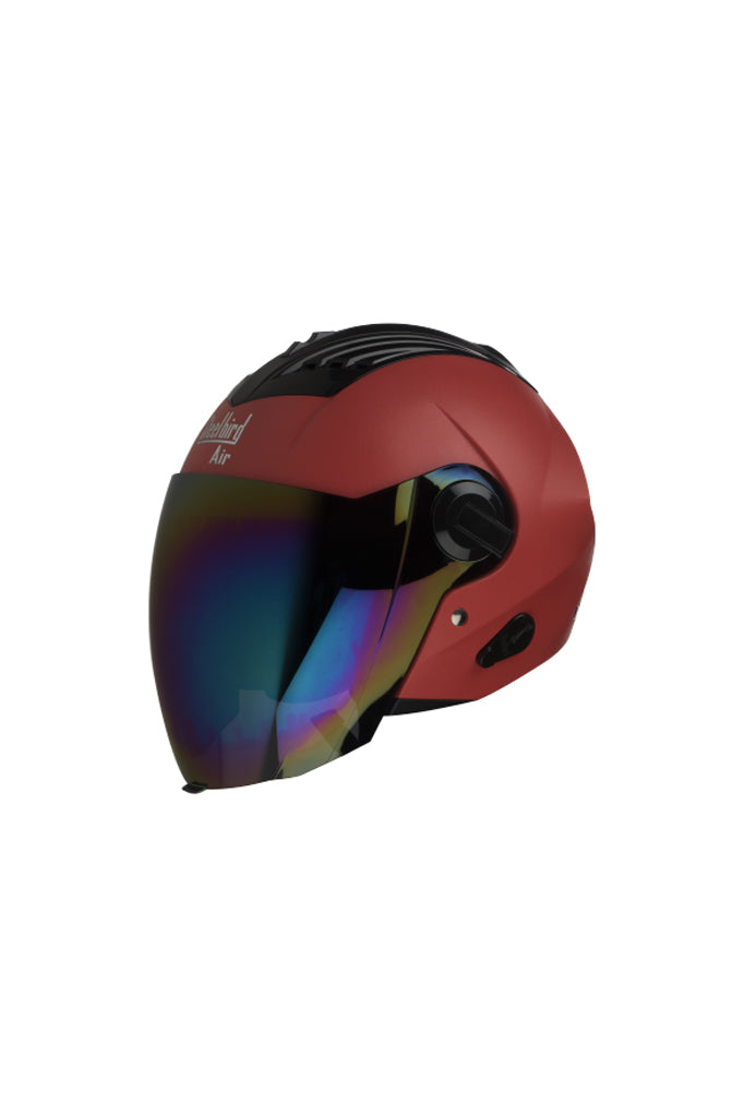Steelbird Air Dashing Open Face Helmet-Red With Rainbow Visor