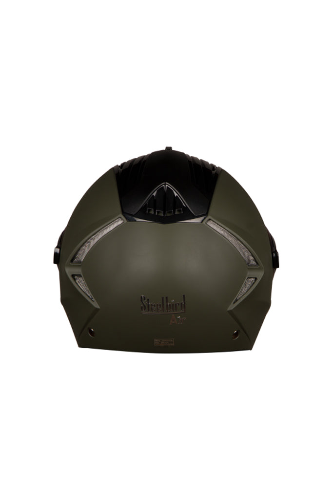Steelbird Air Open Face Helmet-Matt Battle Green With Gold Visor