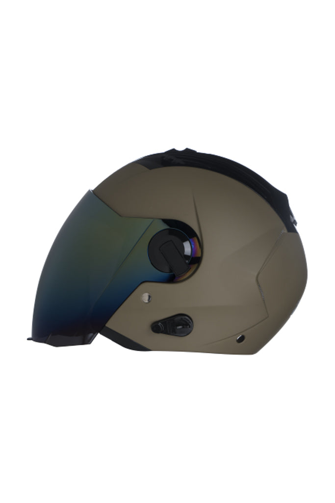 Steelbird Air Open Face Helmet-Matt Desert Storm With Golden Visor