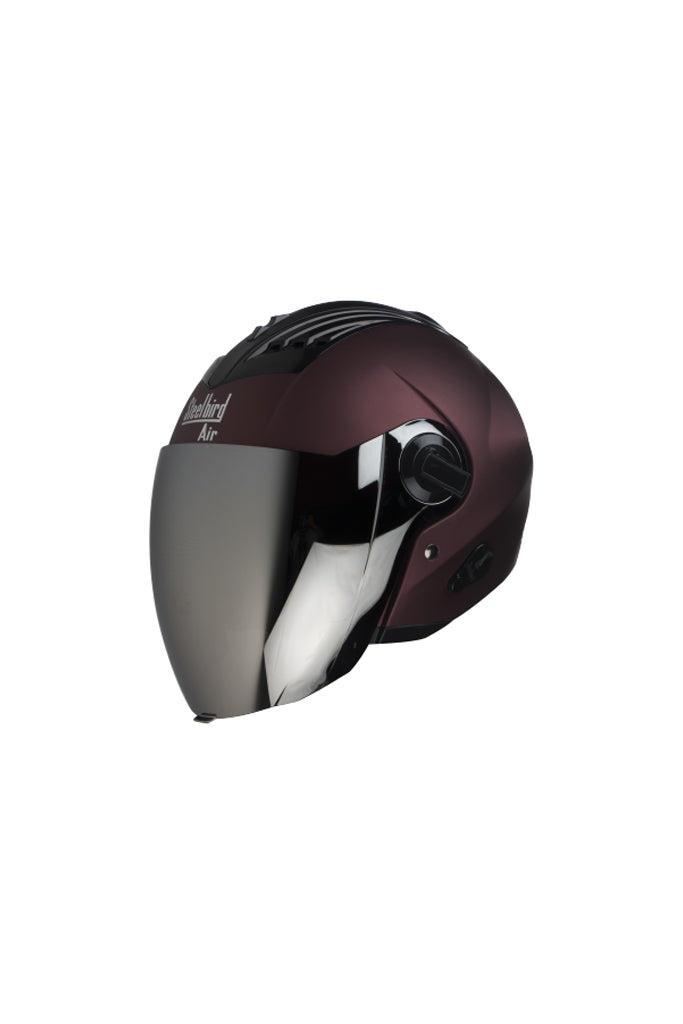 Steelbird Air Open Face Helmet-Matt Maroon With Silver Visor