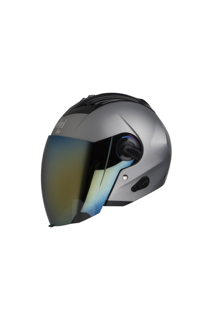 Steelbird Air Open Face Helmet-Matt Silver With Gold Visor